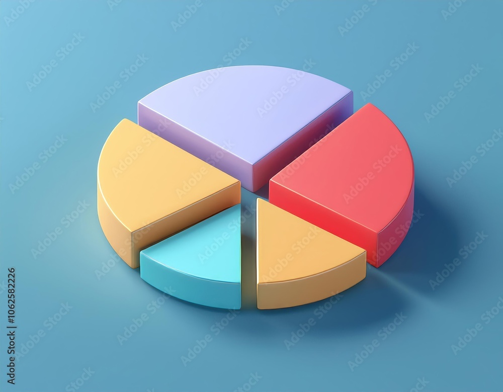Obraz premium A colorful pie chart with five segments