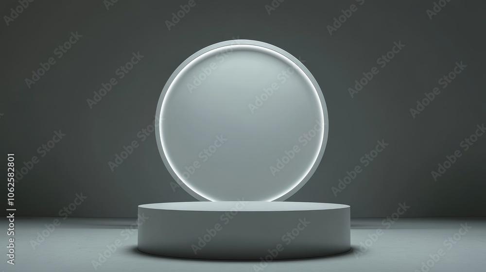 White Circular Pedestal with Oval Backdrop White Circular Pedestal with Oval Backdrop