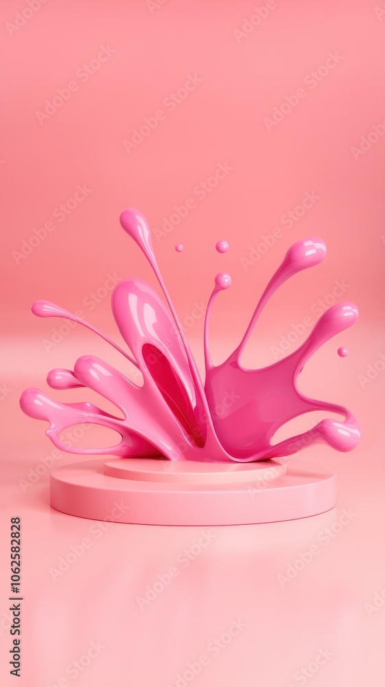 Pink paint splatter on gradient pink and gray background for visual effect Pink paint splatter on gradient pink and gray background for visual effect