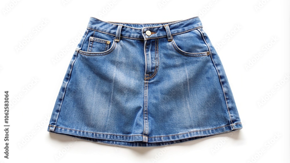 Wide-Angle Denim skirt isolated on white background Wide-Angle Denim skirt isolated on white background