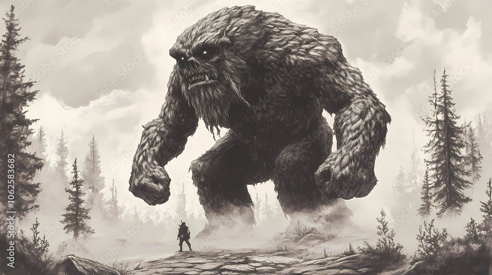 Norwegian troll. Behemoth Beast. Illustration Norwegian troll. Behemoth Beast. Illustration
