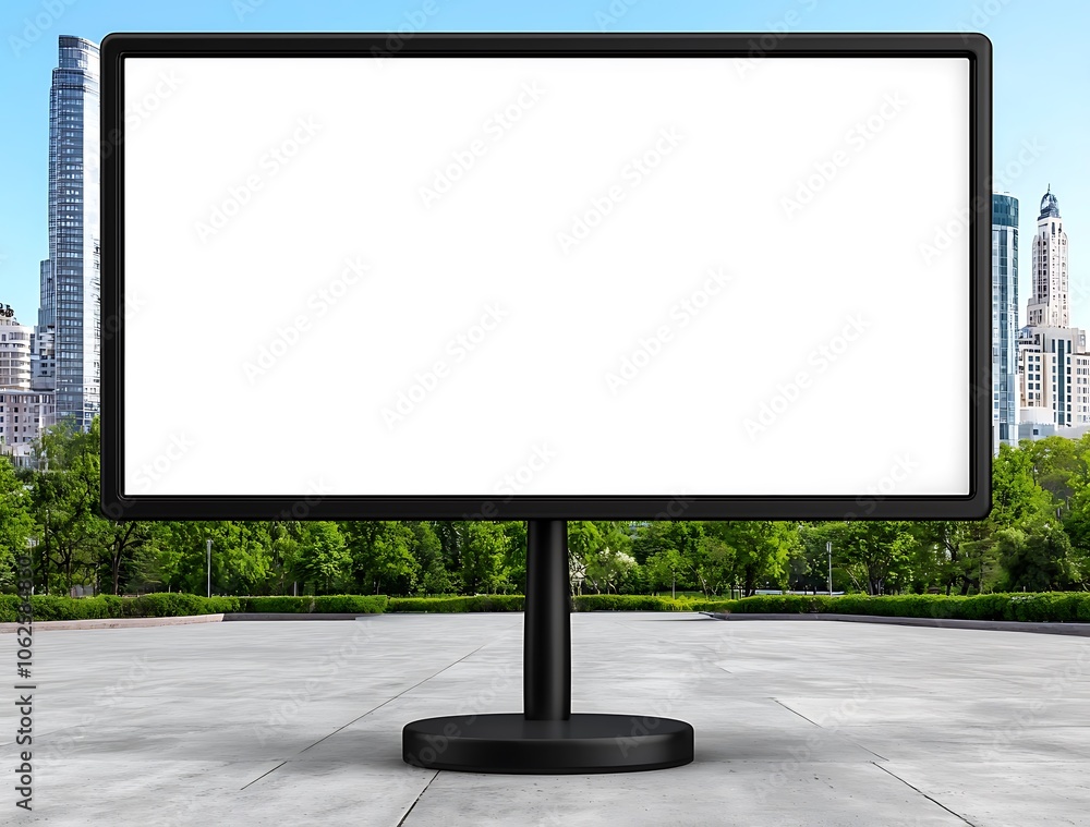 Blank Billboard Mockup City Park Background Blank Billboard Mockup City Park Background
