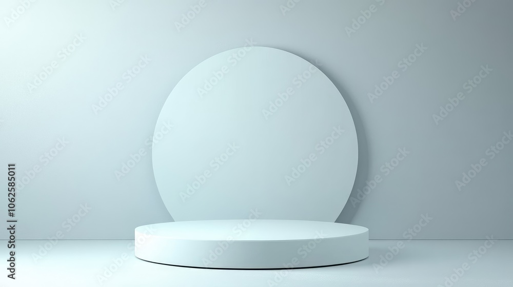 Minimalist White Circular Platform with an Oval Background Minimalist White Circular Platform with an Oval Background