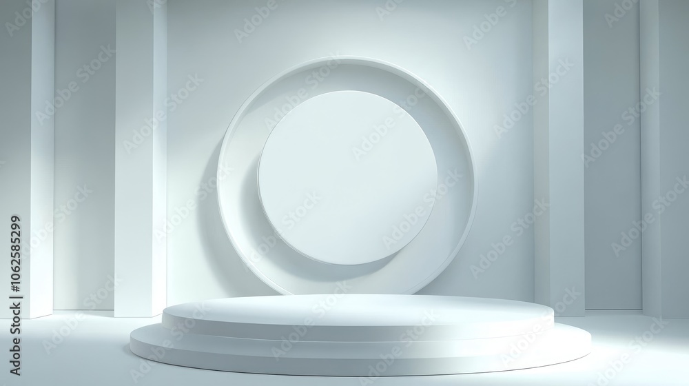 White Platform with Circular Wall and Pillers White Platform with Circular Wall and Pillers