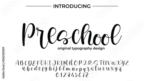 Preschool Font Stylish brush painted an uppercase vector letters, alphabet, typeface
