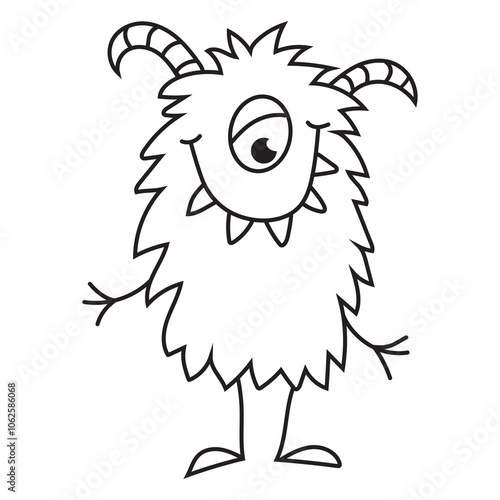 Funny stick  figure monster vector cartoon illustration