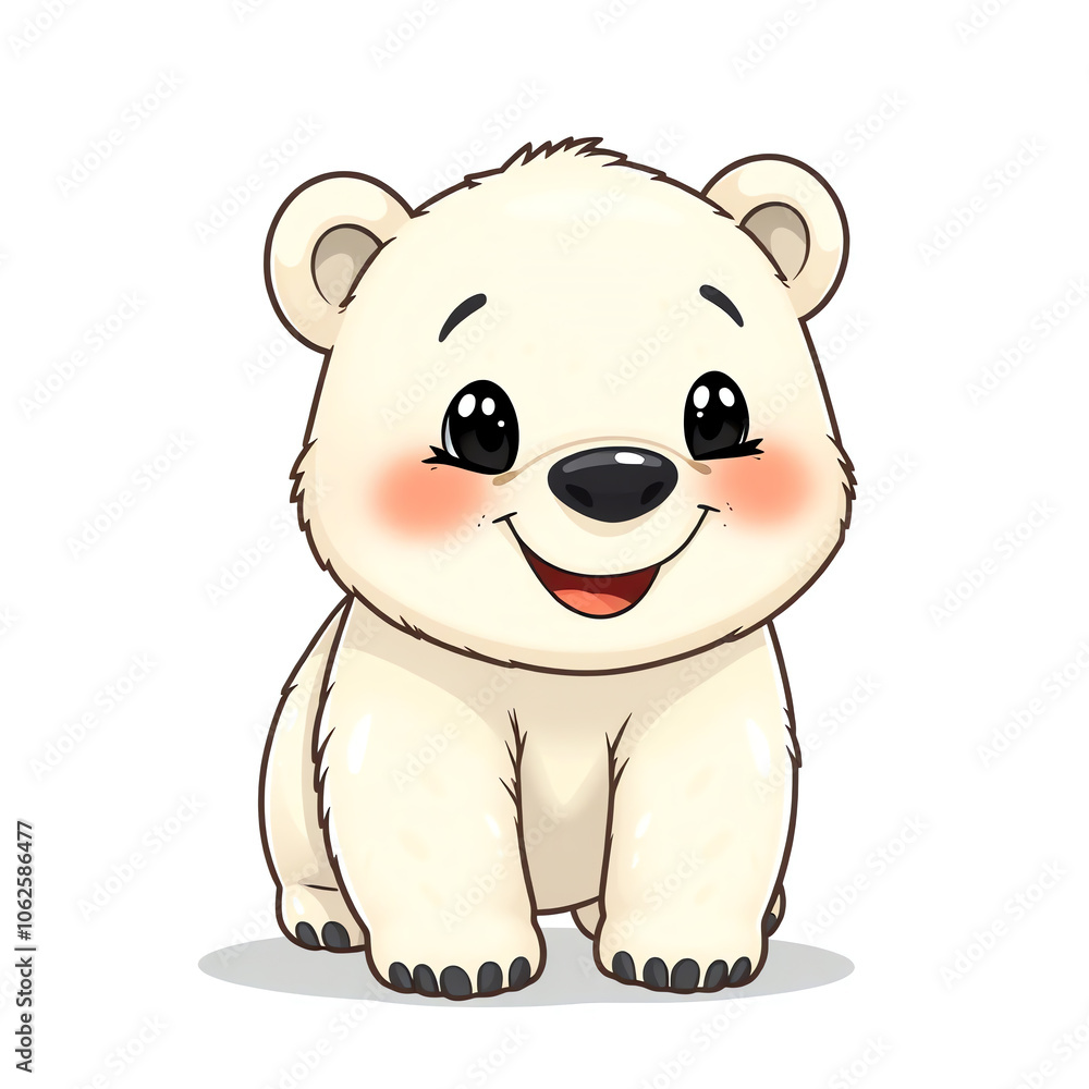 Fototapeta premium cute polar bear with a happy expression on white background