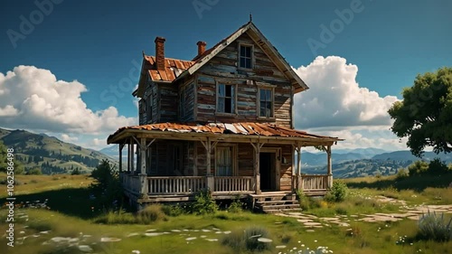 Wallpaper Mural house on the prairie and sunny weather Torontodigital.ca