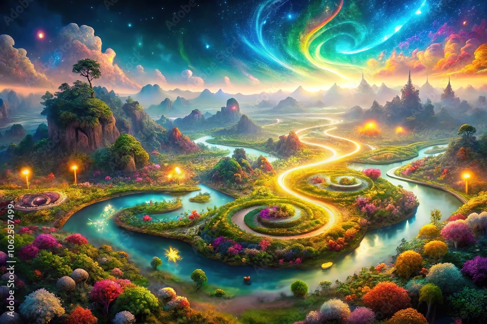 Fantasy Magic Aerial Beauty - AI Art Wallpaper Fantasy Magic Aerial Beauty - AI Art Wallpaper