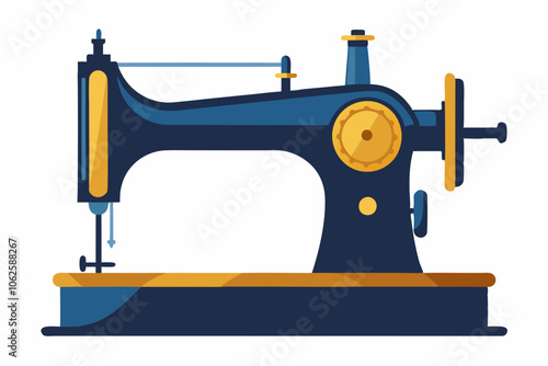 Old sewing machine isolated on white background