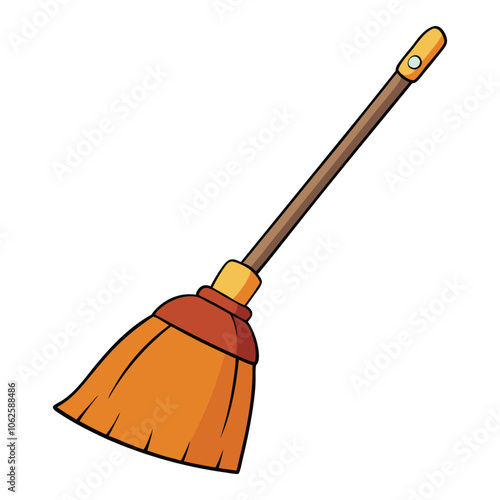 vector broom on white background