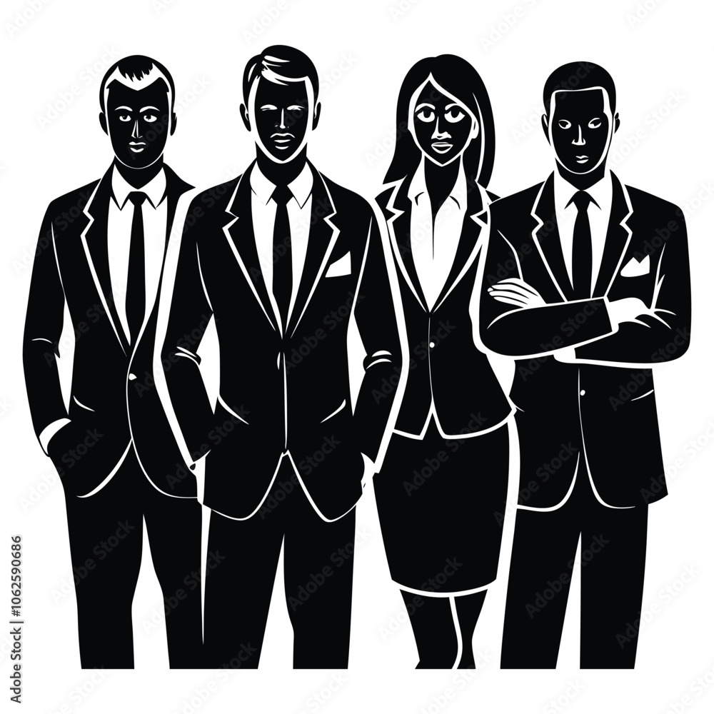 business people set full black silhouette business people set full black silhouette