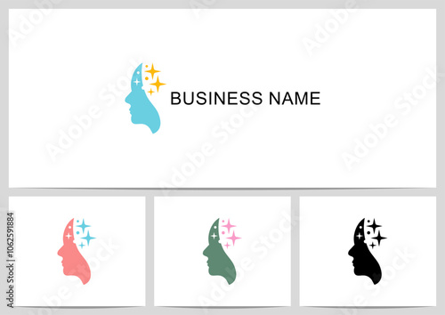 Human Head Sparkling Star Shine Logo Design