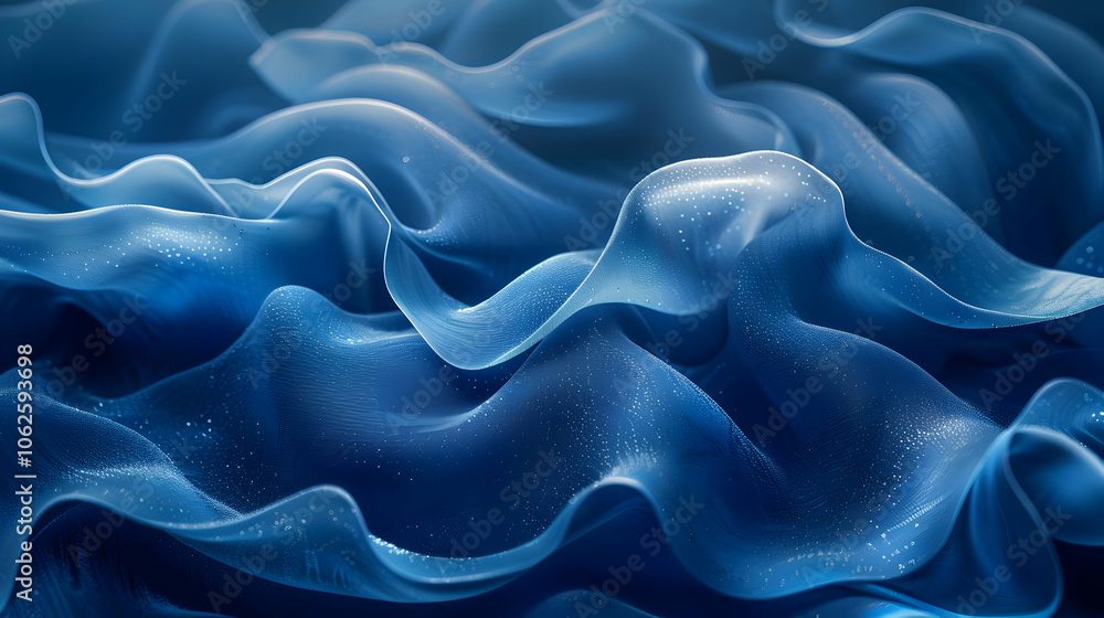 Abstract Blue Fabric Waves with Shimmering Particles - Background Animation Abstract Blue Fabric Waves with Shimmering Particles - Background Animation