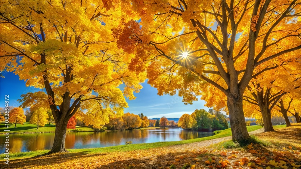 Breathtaking autumn view featuring yellow maple leaves under a bright blue sky, capturing the essence of nature’s beauty in a tranquil outdoor landscape. Breathtaking autumn view featuring yellow maple leaves under a bright blue sky, capturing the essence of nature’s beauty in a tranquil outdoor landscape.