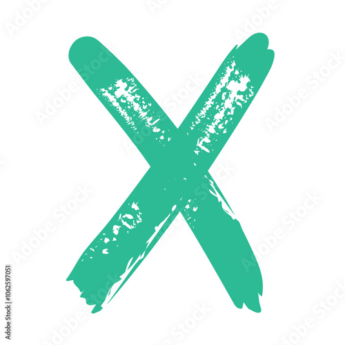 green x geometric figures painted style