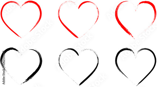 Grunge heart. Grunge effect brush painted hand drawn style heart shape illustration.