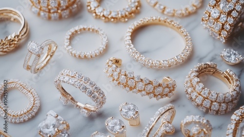 Assorted Diamond Jewelry on a Flat Surface