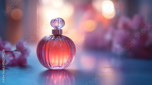 Pink Perfume Bottle with Bokeh Background - Abstract Video