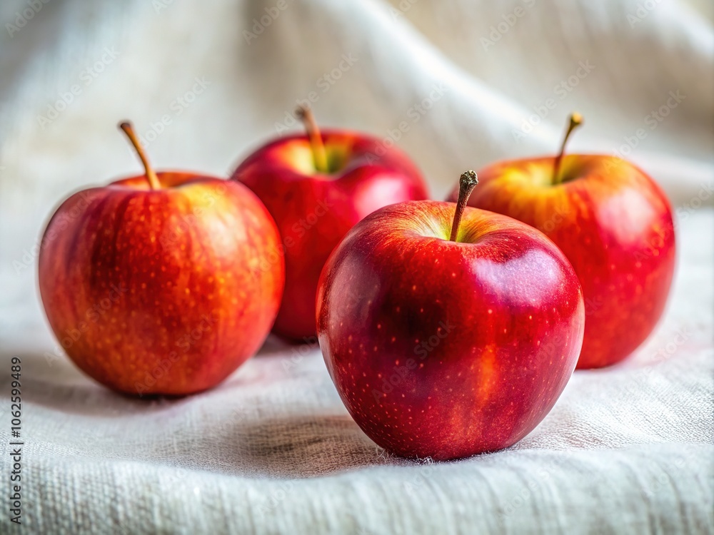 Miniature World: Red Apples on White Fabric Miniature World: Red Apples on White Fabric