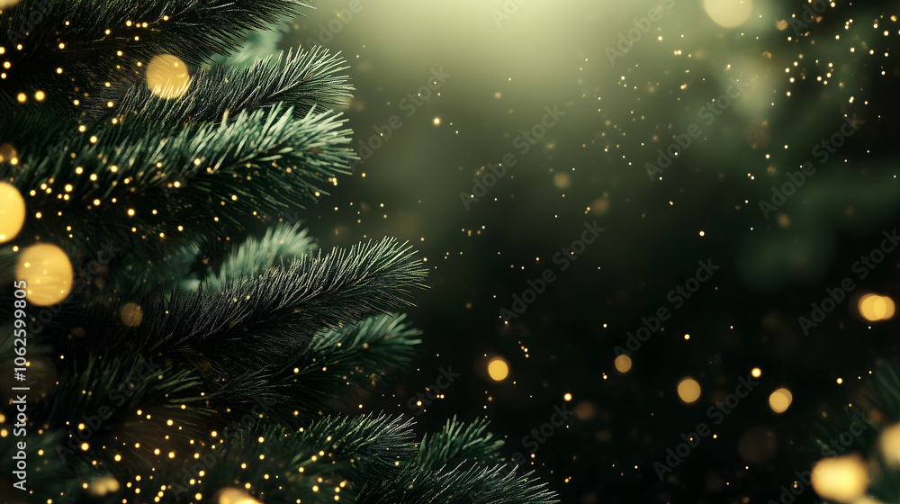 realistic background of christmas with pine tree outdoor with gold realistic background of christmas with pine tree outdoor with gold