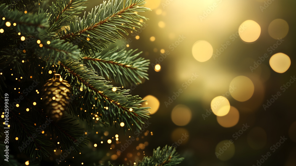 realistic background of christmas with pine tree outdoor with gold realistic background of christmas with pine tree outdoor with gold