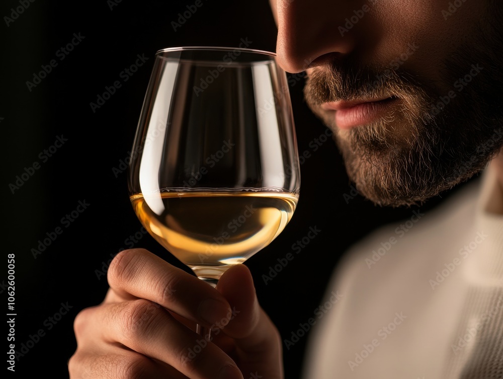 A man observes his drink closely, appreciating its color and texture in a dimly lit setting, capturing a moment of thoughtful indulgence. A man observes his drink closely, appreciating its color and texture in a dimly lit setting, capturing a moment of thoughtful indulgence.