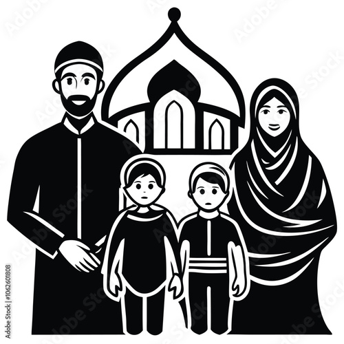 importance of Family in Islam silhouette icon vector.