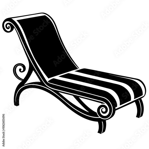  Chaise lounge silhouette vector illustration