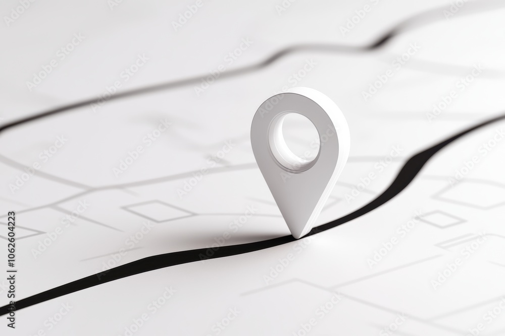 Fototapeta premium Isometric 3D White Map with Pin - Geographic Information - Cartography and Navigation Industry