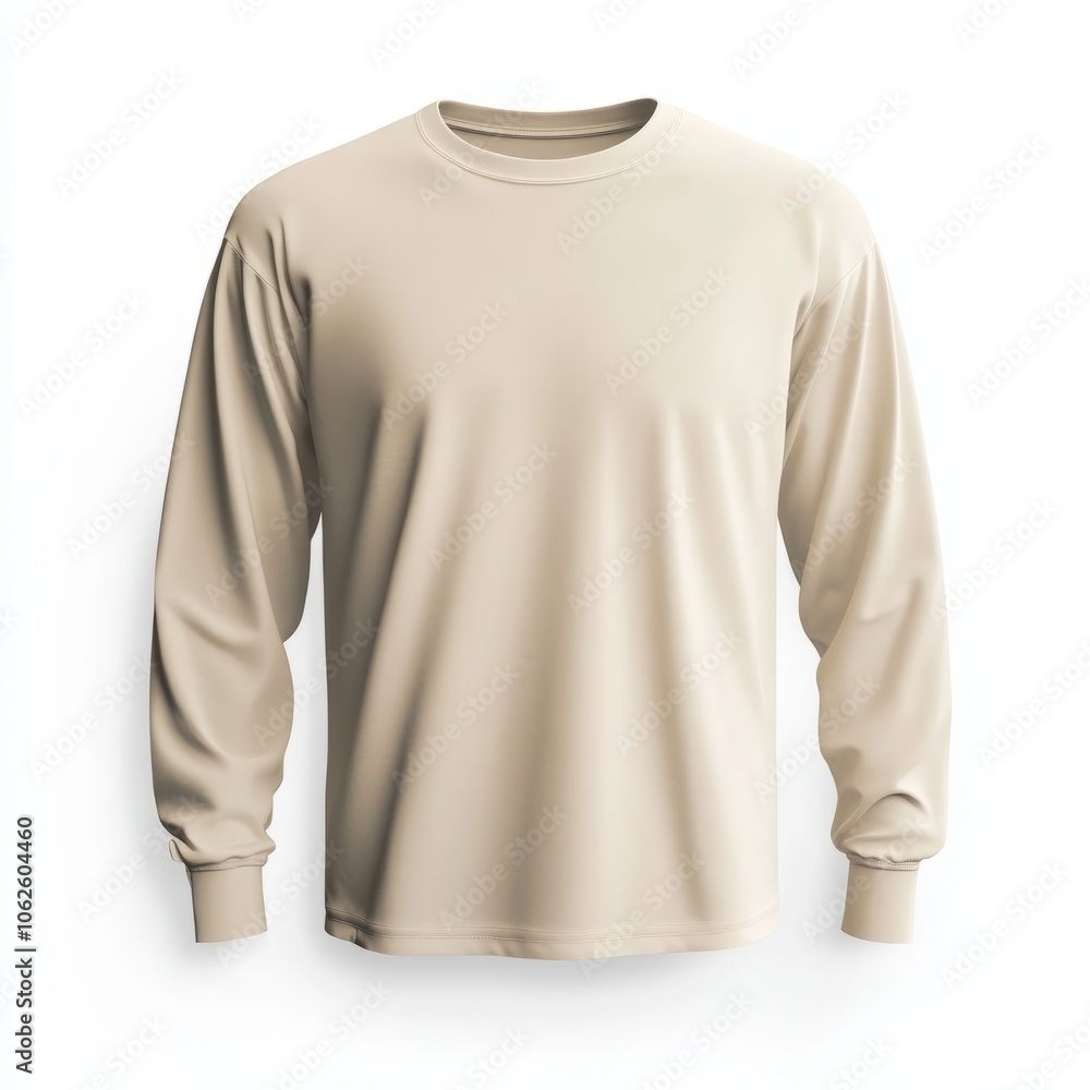 realistic high quality cream long sleeve shirt mockup isolated realistic high quality cream long sleeve shirt mockup isolated