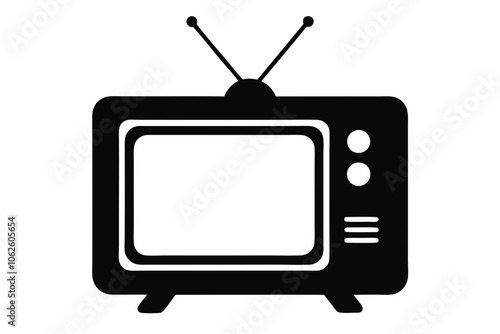 television silhouette vector, tv icon symbol, old television silhouette	
