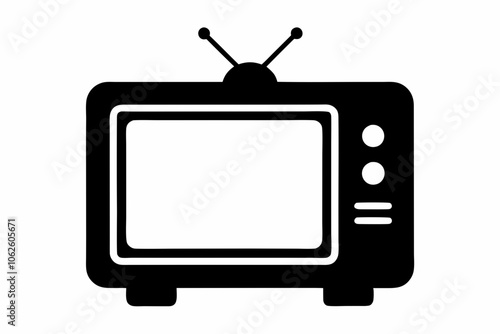 television silhouette vector, tv icon symbol, old television silhouette	
