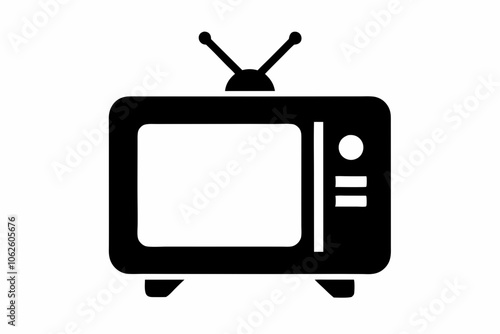 television silhouette vector, tv icon symbol, old television silhouette	
