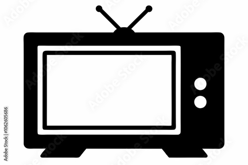 television silhouette vector, tv icon symbol, old television silhouette	
