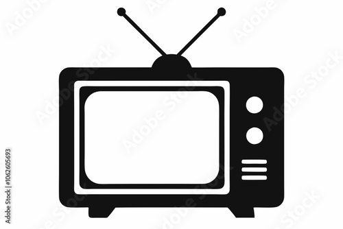 television silhouette vector, tv icon symbol, old television silhouette	

