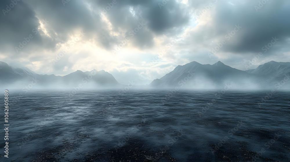 Fototapeta premium Misty Mountain Lake: Stunning Nature Landscape Video Footage