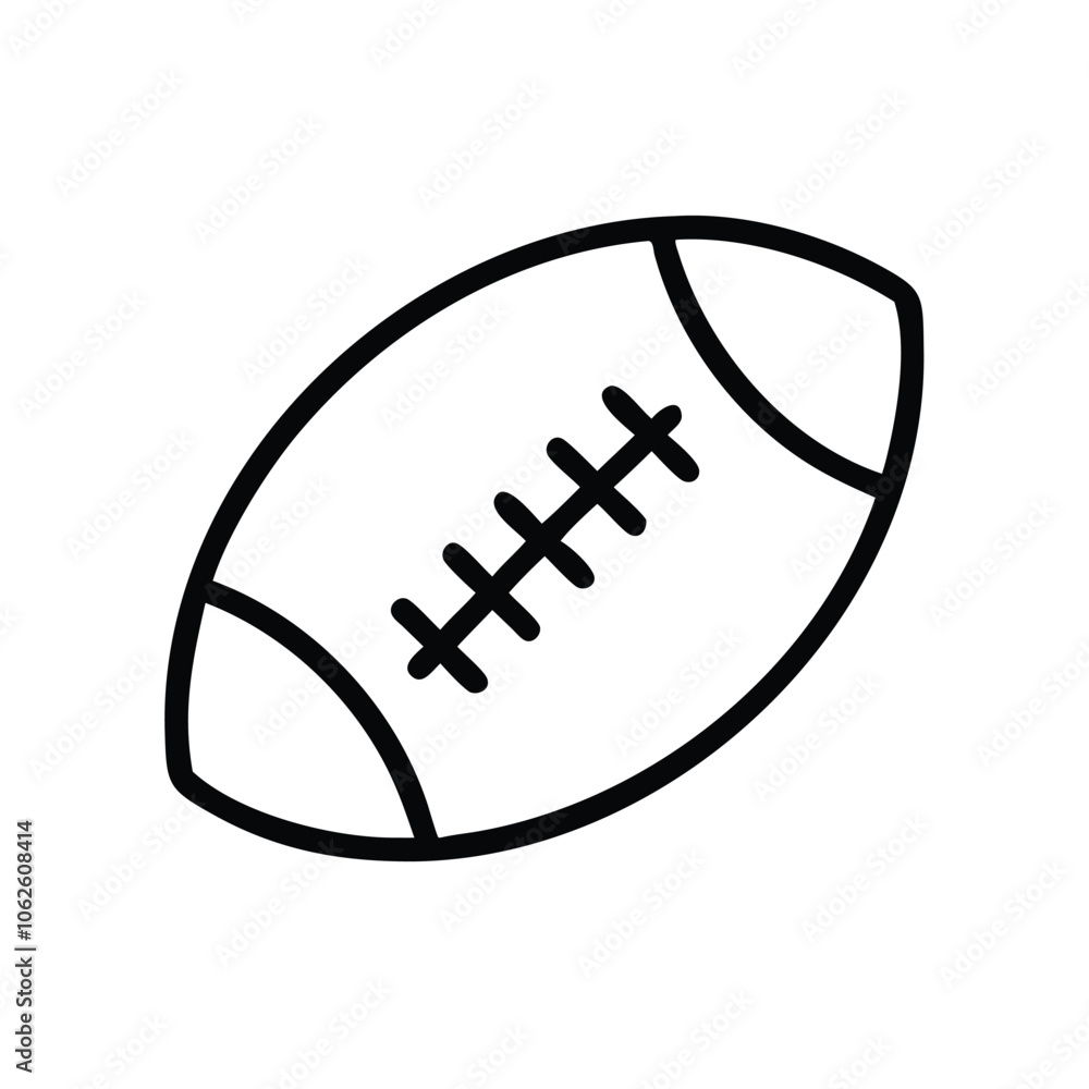 American football outline icon in black and white, Simple black and white outline icon of an American football with laces and stripes, isolated on a white background. American football outline icon in black and white, Simple black and white outline icon of an American football with laces and stripes, isolated on a white background.