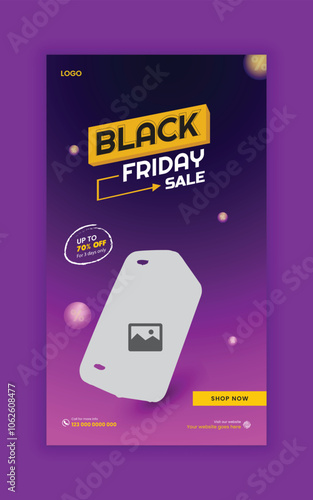 Black Friday Super Sale Instagram and Facebook Story Banner Template or Sound Speaker Sale Banner