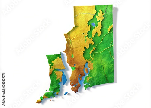 Rhode Island Macro Map USA, State Close-up, White Background photo