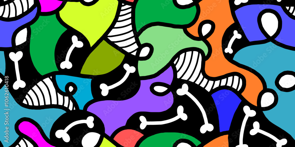 Fototapeta premium Dog Bones in abstract style pattern. Packaging paper design, pet food accessories package.