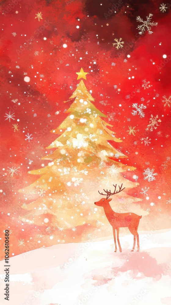 Christmas tree deer greeting card Christmas tree deer greeting card