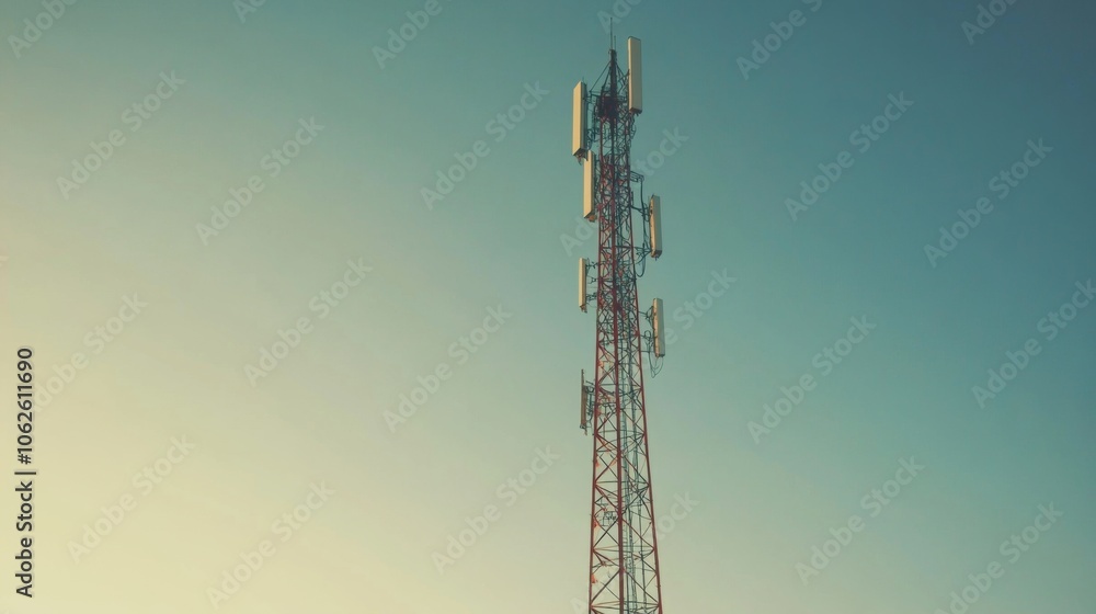 Obraz premium Communication Tower Against a Clear Sky