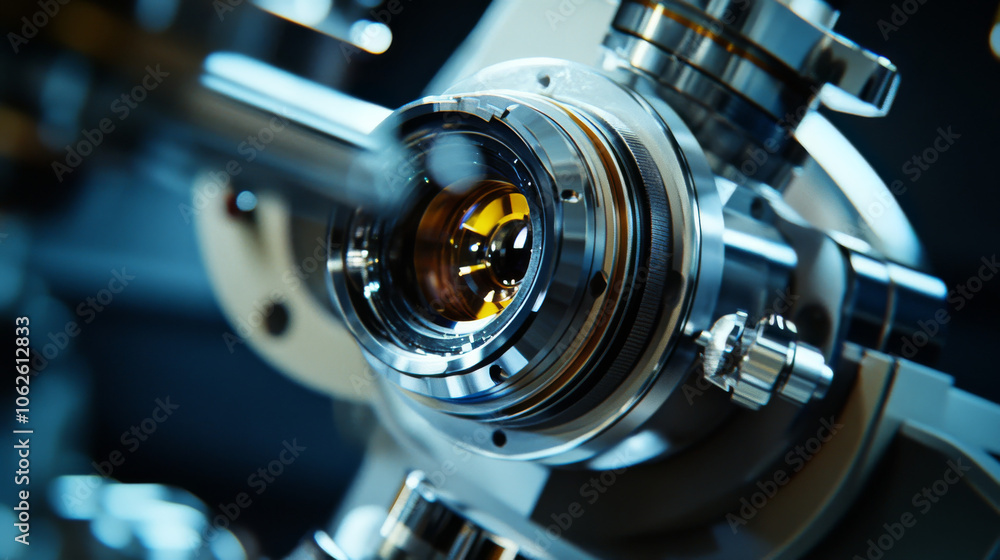 Fototapeta premium Precision Lens Grinding Machine: Close-up Photography of Industrial Technology