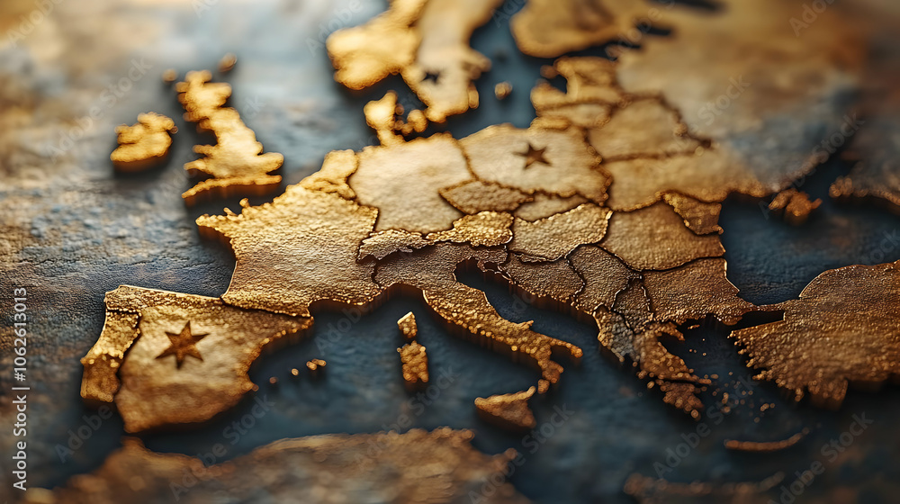 Golden Europe Map - Abstract 3D Animation Background Golden Europe Map - Abstract 3D Animation Background