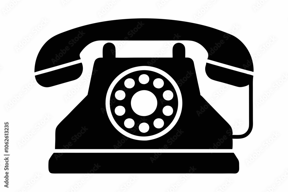 Telephone Silhouette Vector, Old Phone Icon Symbol Telephone Silhouette Vector, Old Phone Icon Symbol
