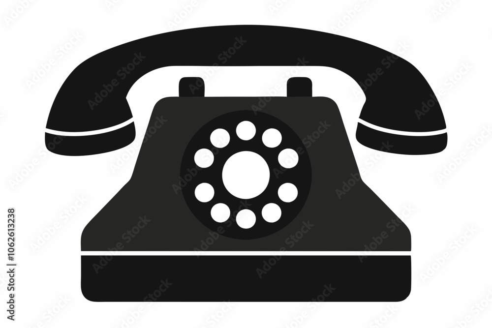 Telephone Silhouette Vector, Old Phone Icon Symbol Telephone Silhouette Vector, Old Phone Icon Symbol