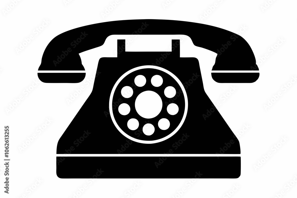 Telephone Silhouette Vector, Old Phone Icon Symbol Telephone Silhouette Vector, Old Phone Icon Symbol