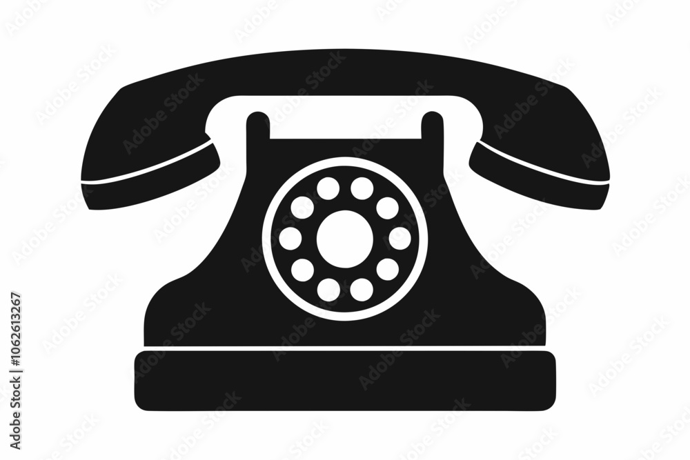 Telephone Silhouette Vector, Old Phone Icon Symbol Telephone Silhouette Vector, Old Phone Icon Symbol