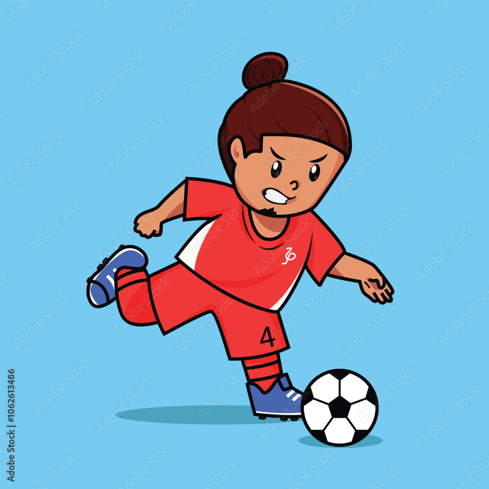 cute illustration soccer player preparing to kick the ball cute illustration soccer player preparing to kick the ball